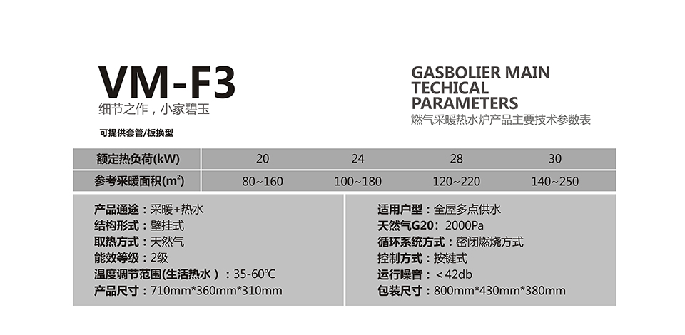 燃氣壁掛爐采暖爐VM-F3參數